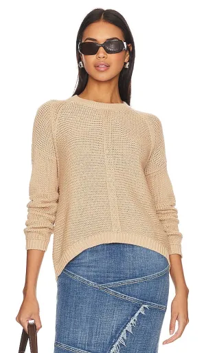 Autumn Cashmere Open Stitch Crew Neck in Tan