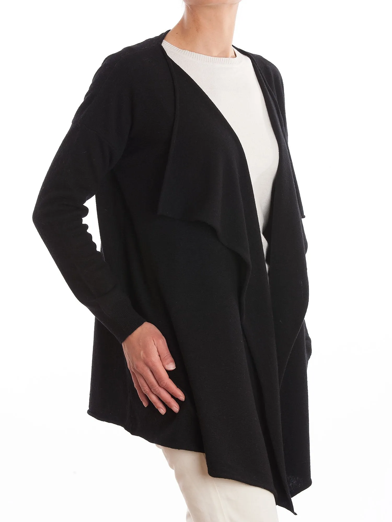Cardigan asimmetrico misto cashmere