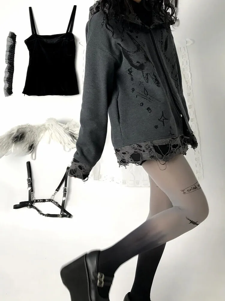 Diary Letters Print Gradient Tights