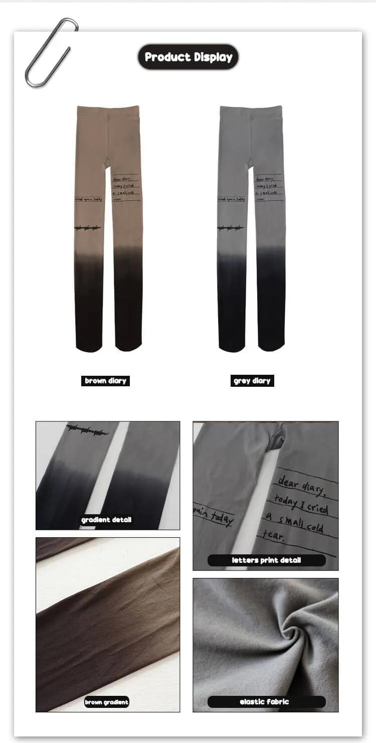 Diary Letters Print Gradient Tights