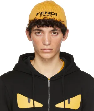 Fendi Yellow Jacquard Logo Beanie