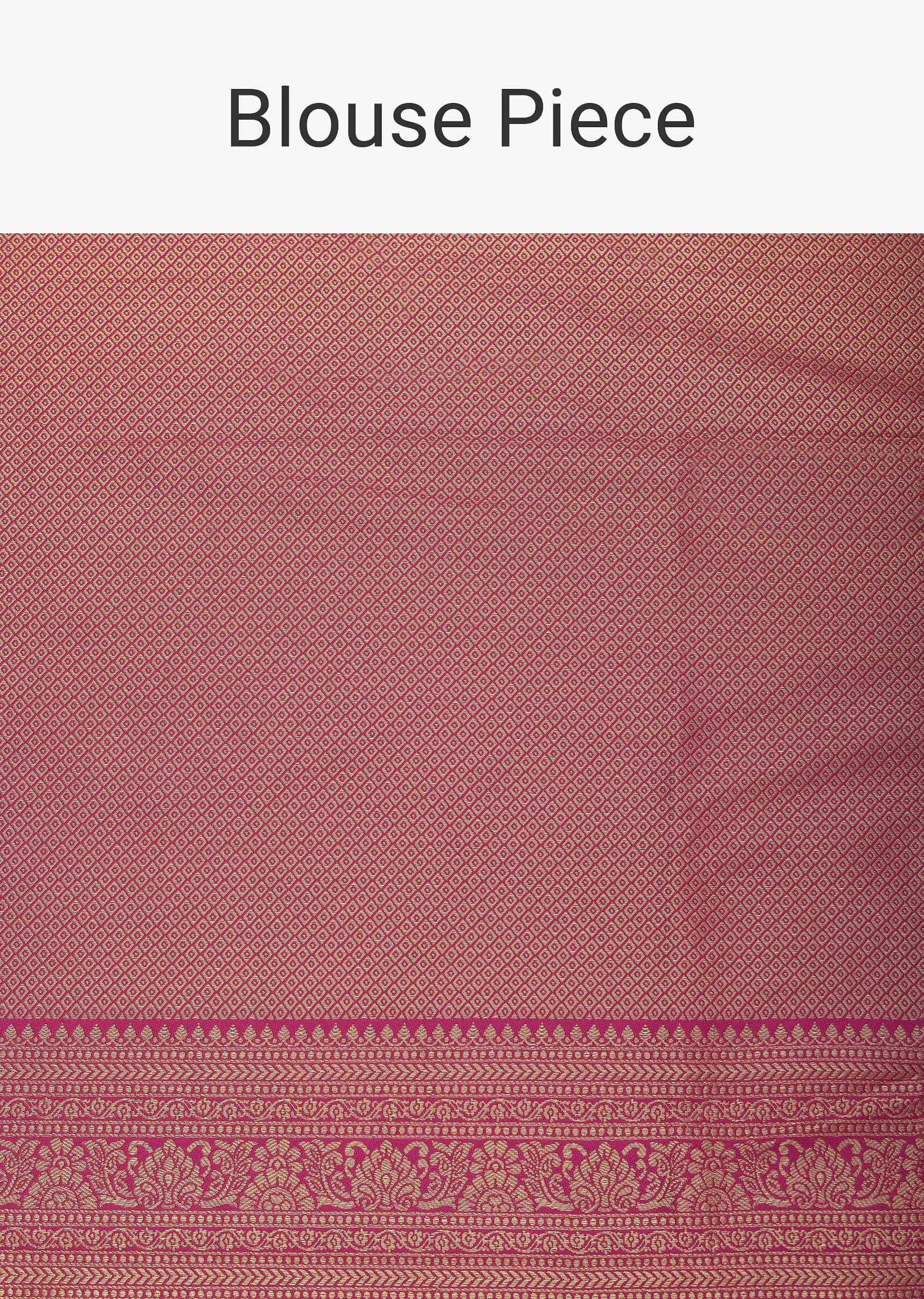 Gold Saree In Brocade Silk With Woven Motifs And Unstitched Blouse Piece