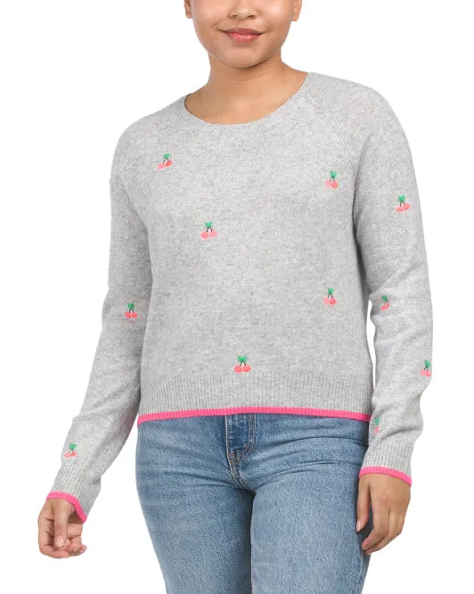 Little Cherry Cashmere Crew Neck Sweater - Brodie Cashmere