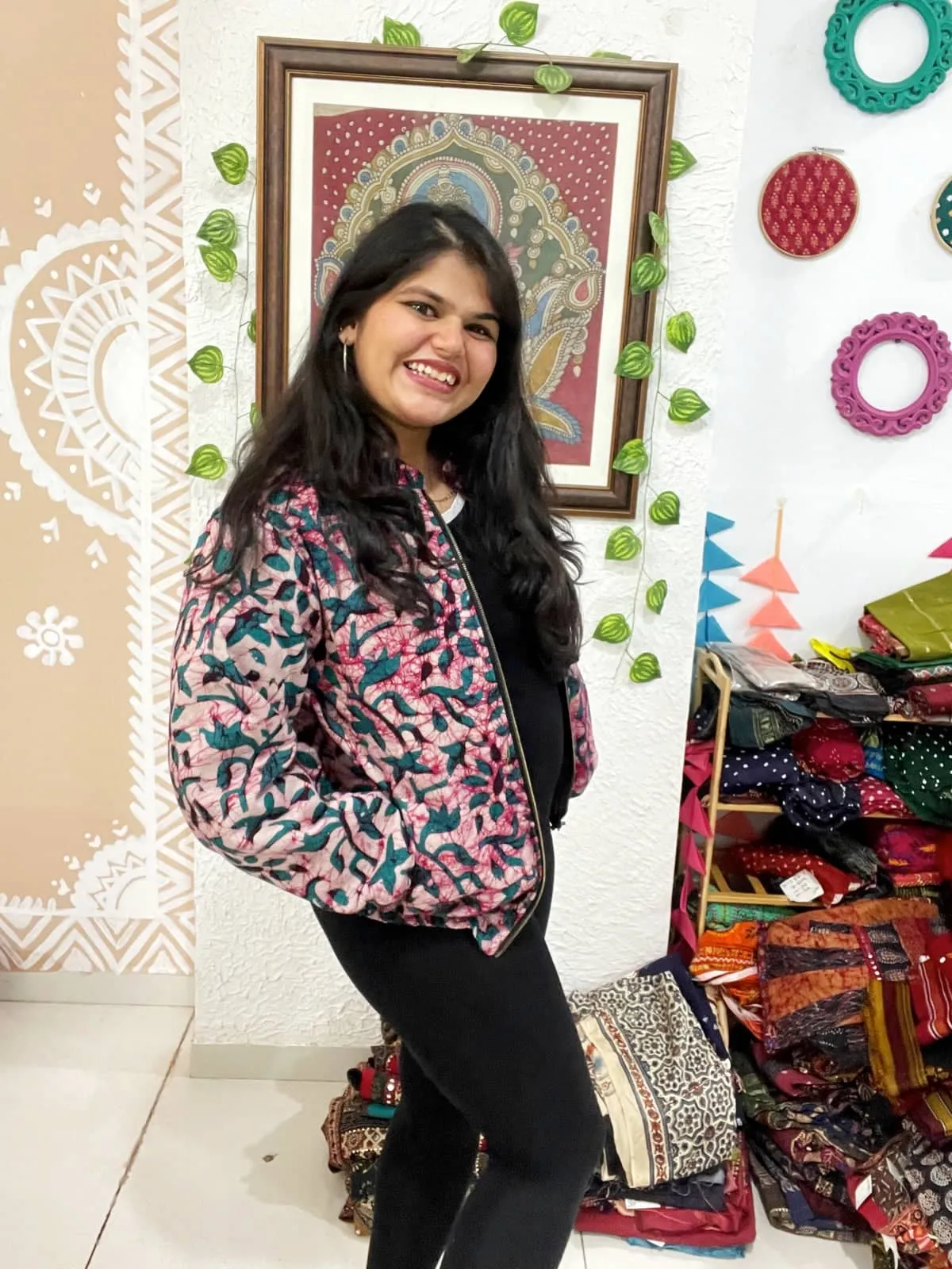 Maroon Batik Unisex Bomber Jacket