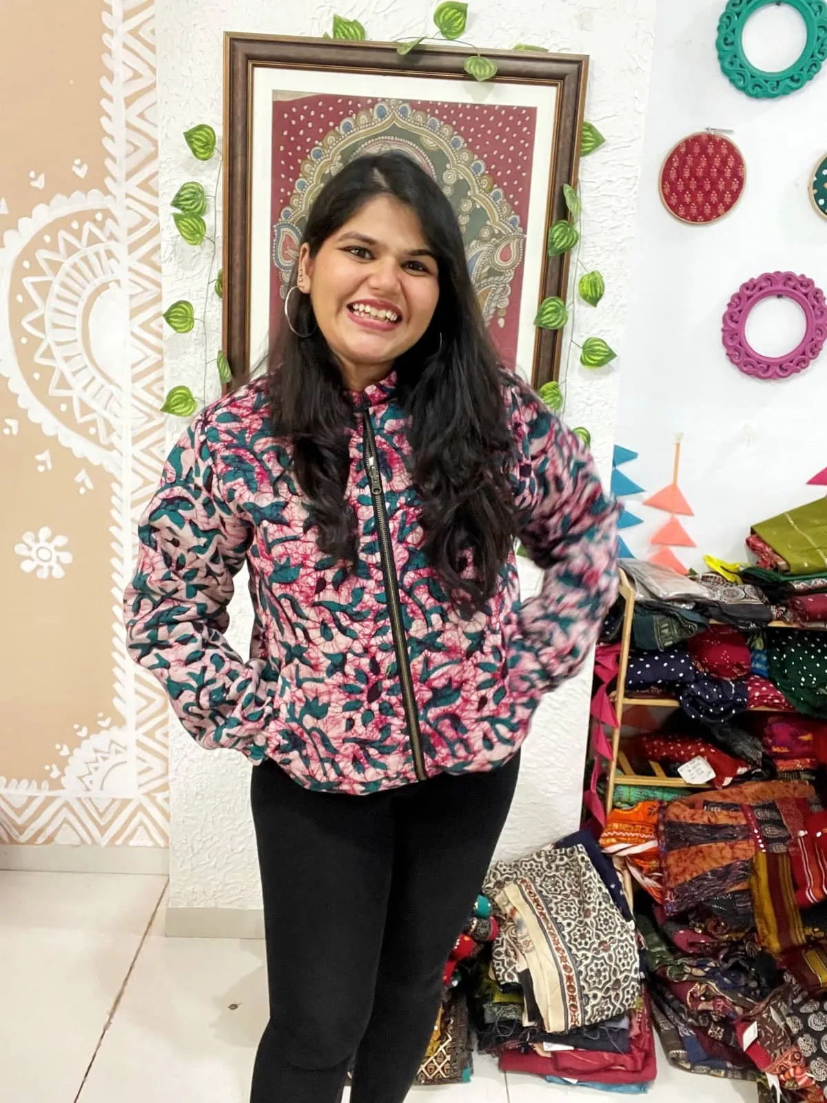 Maroon Batik Unisex Bomber Jacket