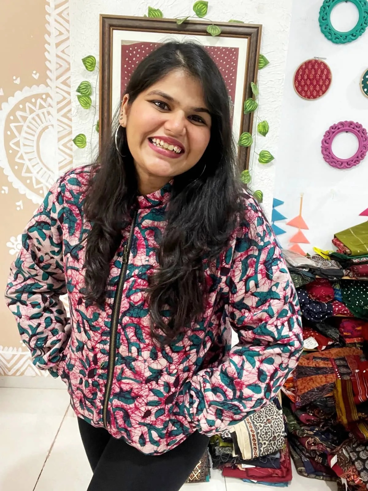 Maroon Batik Unisex Bomber Jacket