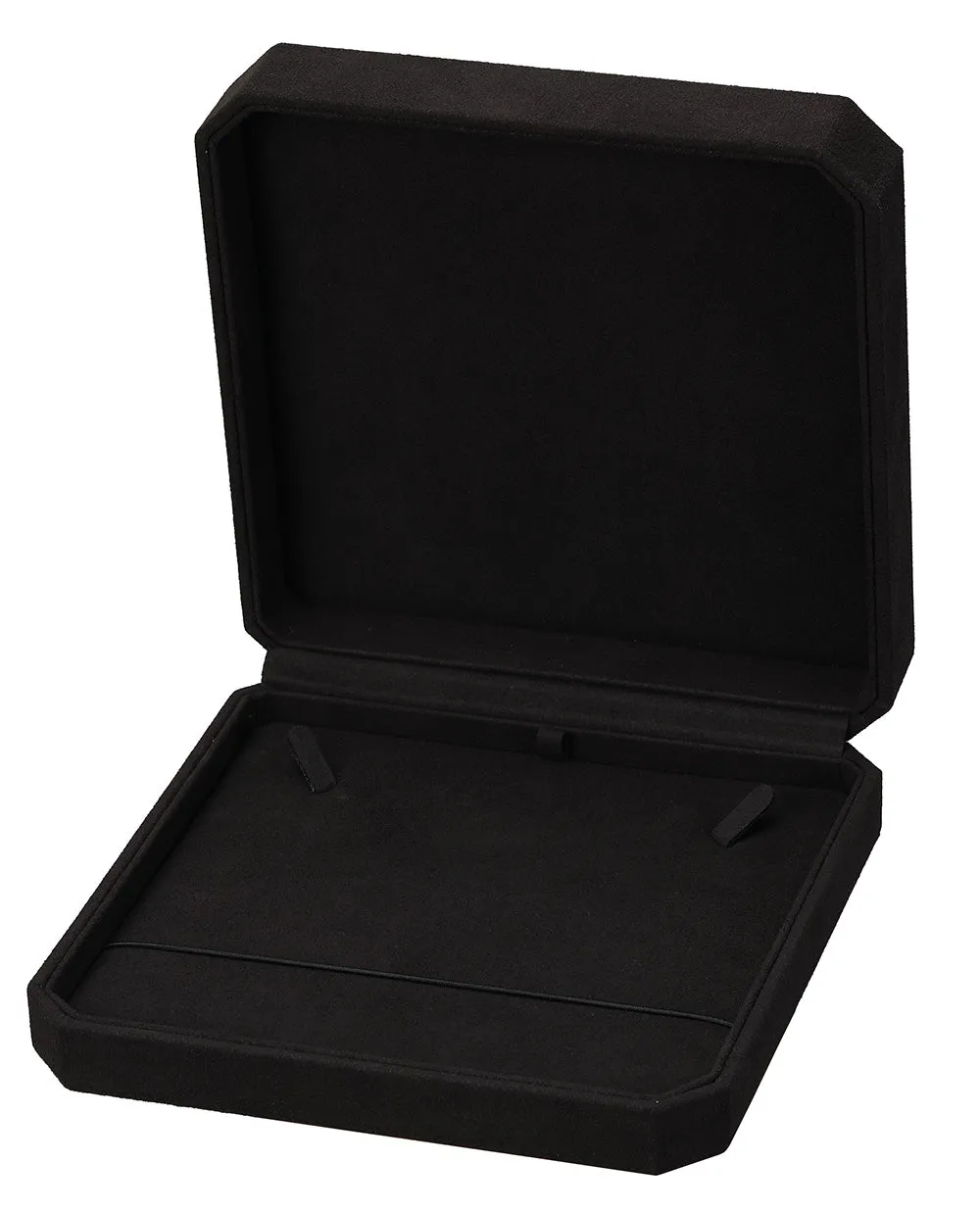 "Opulent" Necklace Box in Black Microsuede