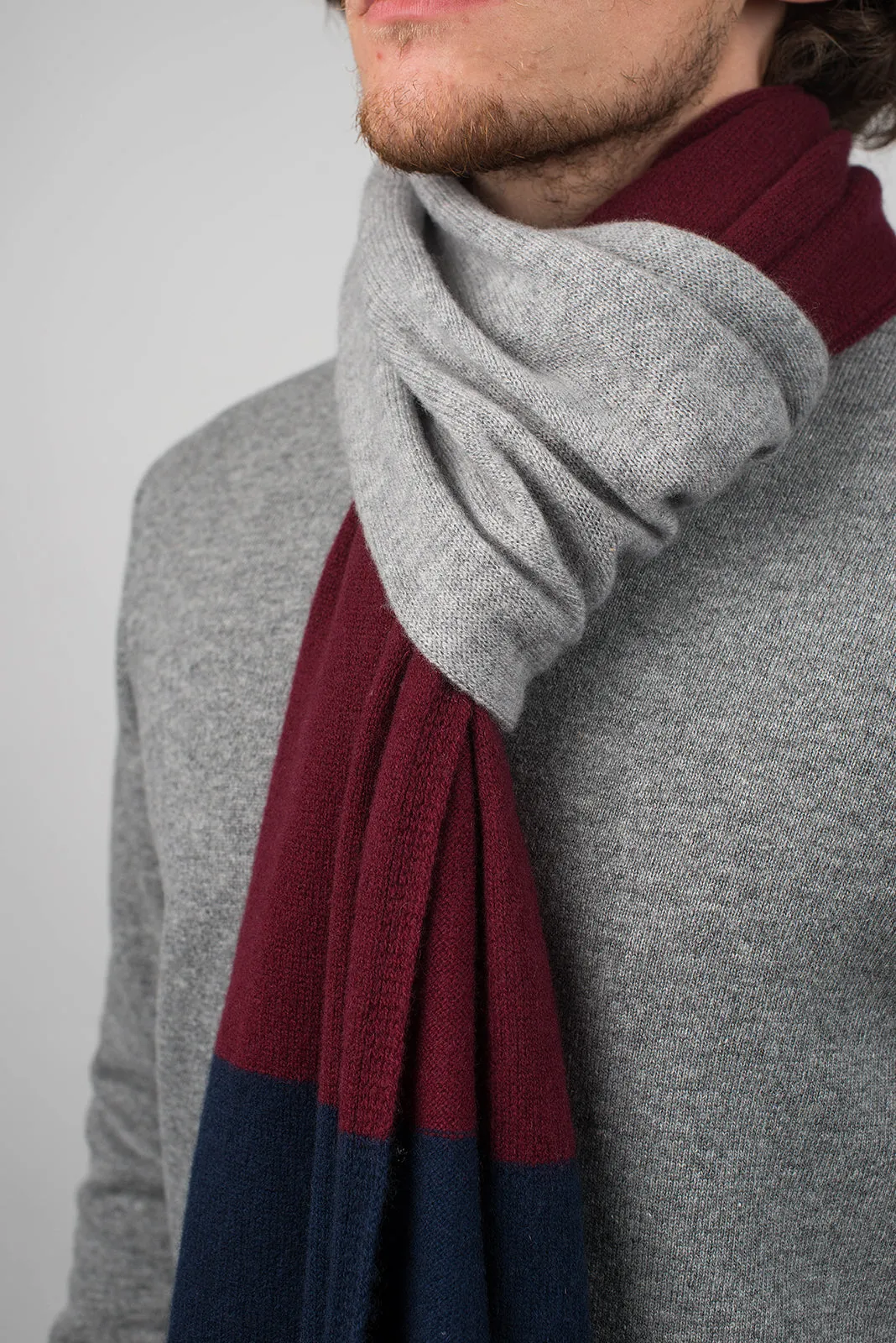 Sciarpa righe 3 colori 100% Cashmere