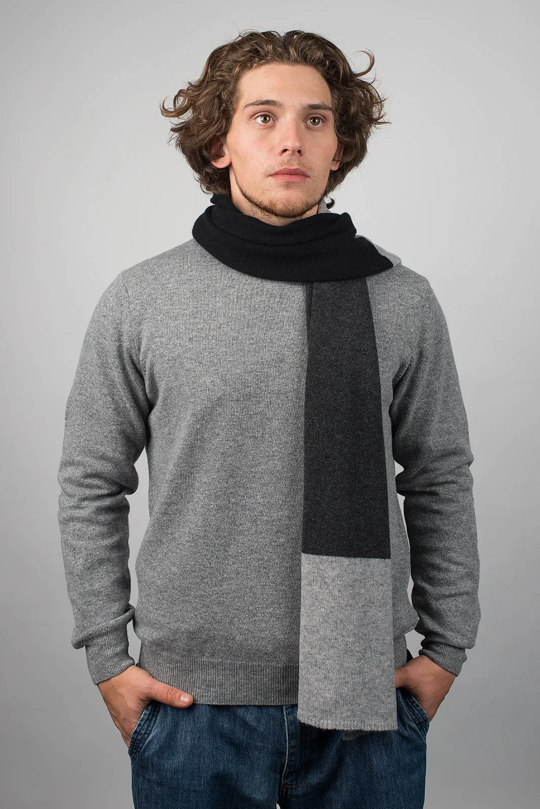 Sciarpa righe 3 colori 100% Cashmere