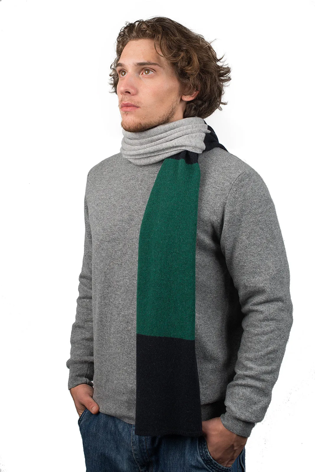 Sciarpa righe 3 colori 100% Cashmere