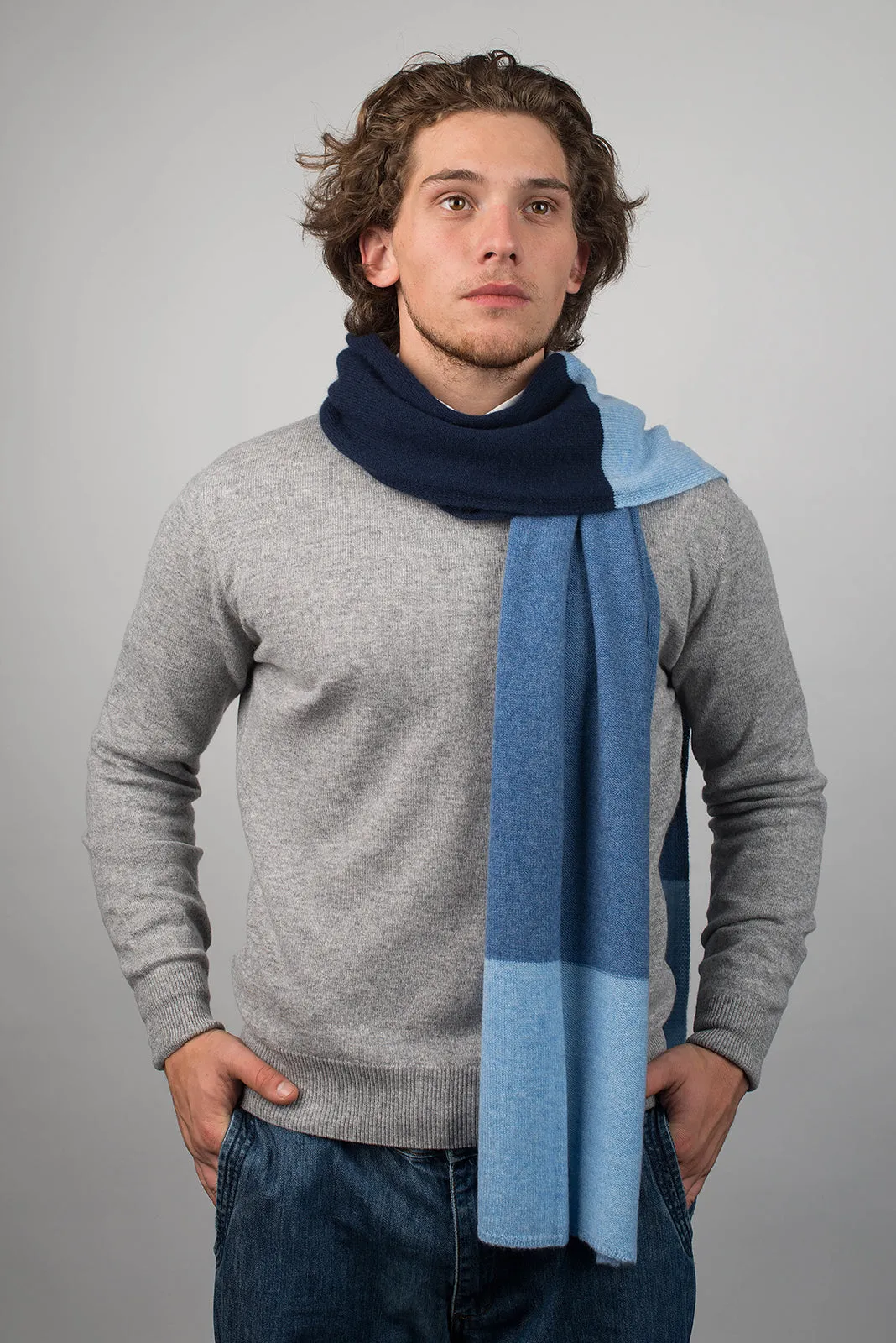 Sciarpa righe 3 colori 100% Cashmere