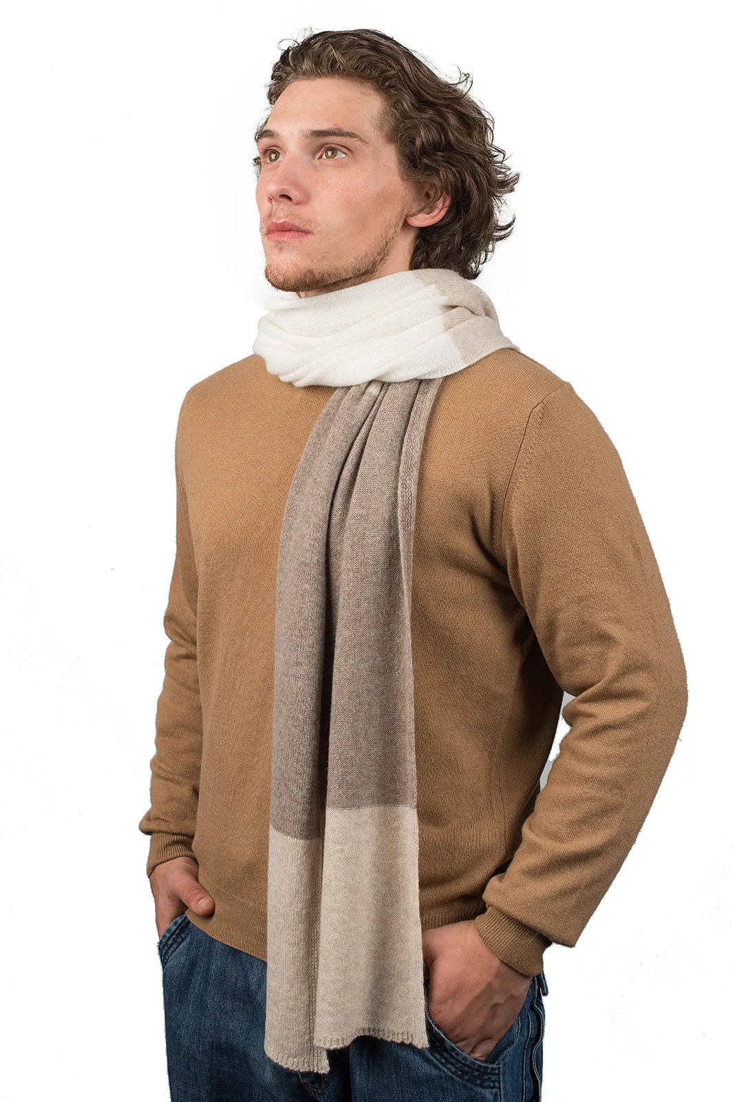 Sciarpa righe 3 colori 100% Cashmere