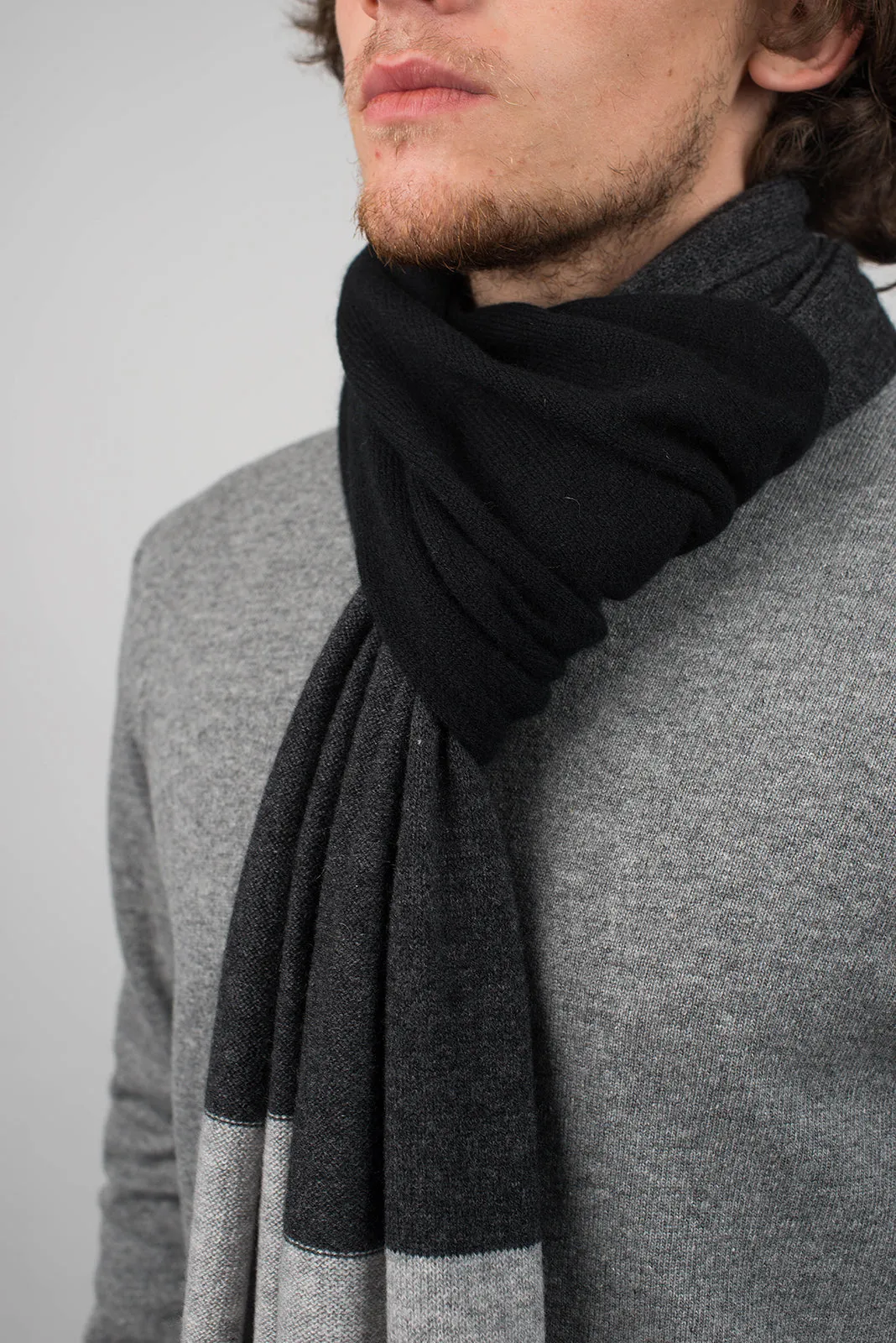 Sciarpa righe 3 colori 100% Cashmere