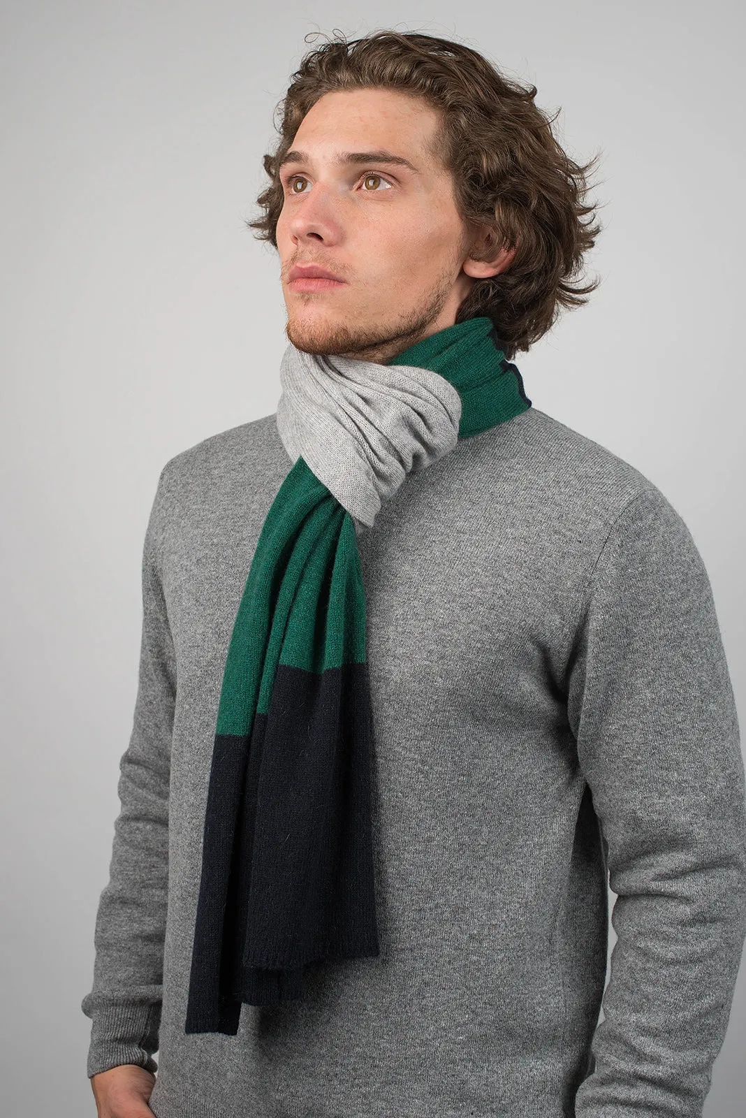 Sciarpa righe 3 colori 100% Cashmere