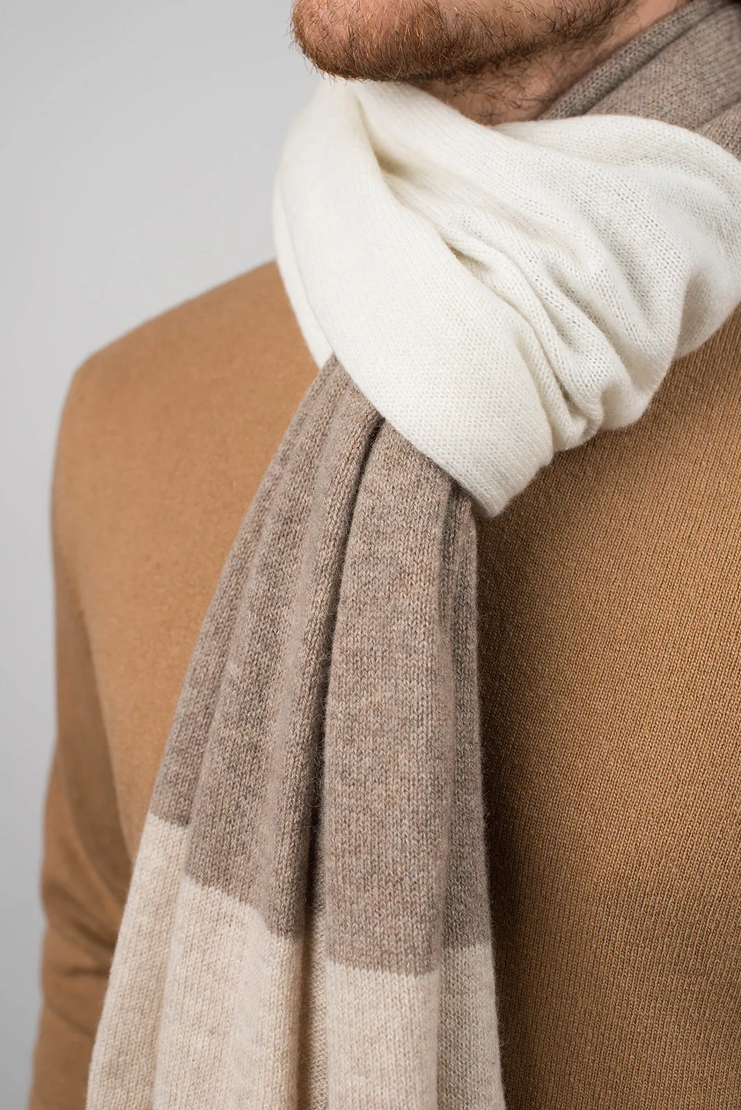 Sciarpa righe 3 colori 100% Cashmere