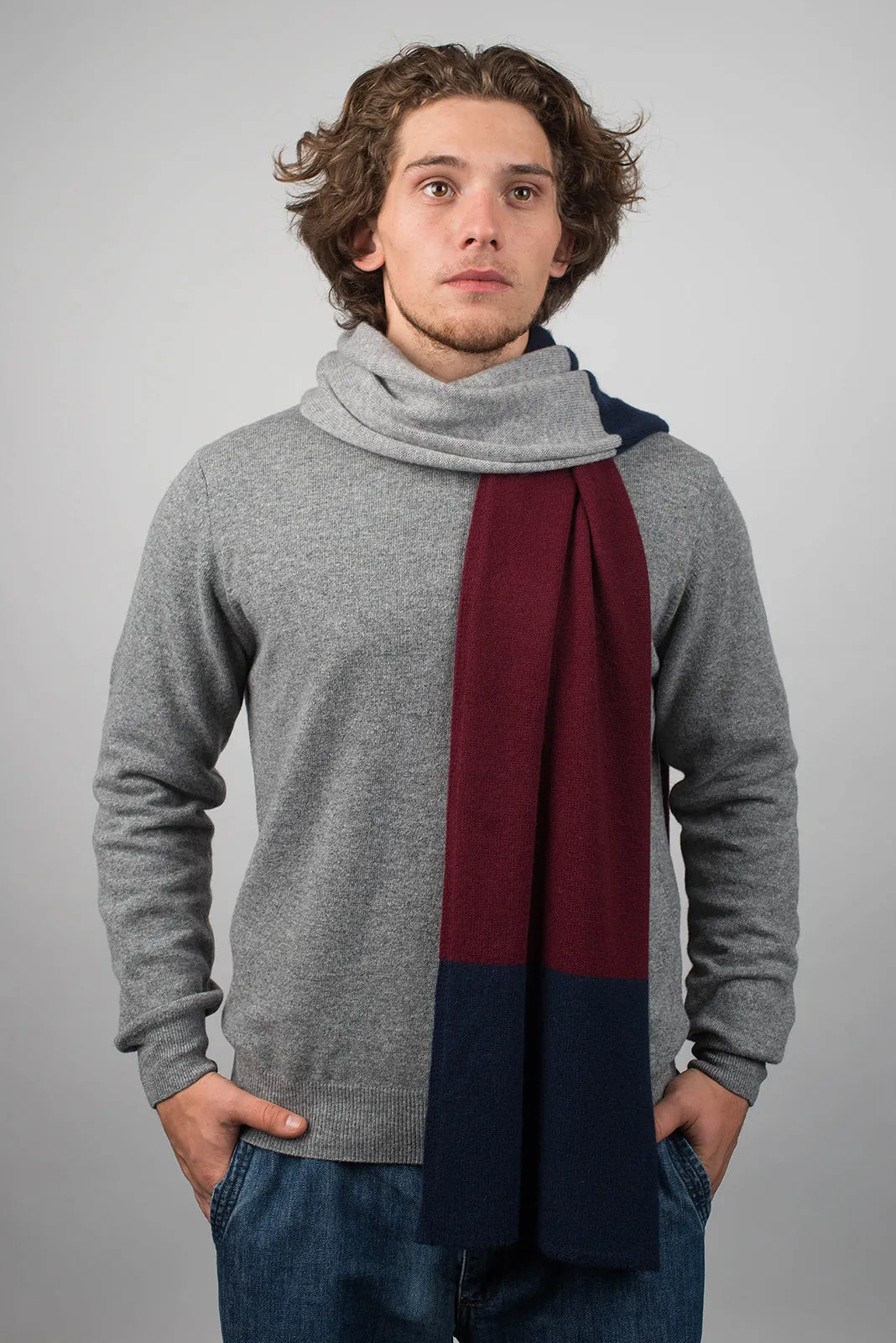 Sciarpa righe 3 colori 100% Cashmere