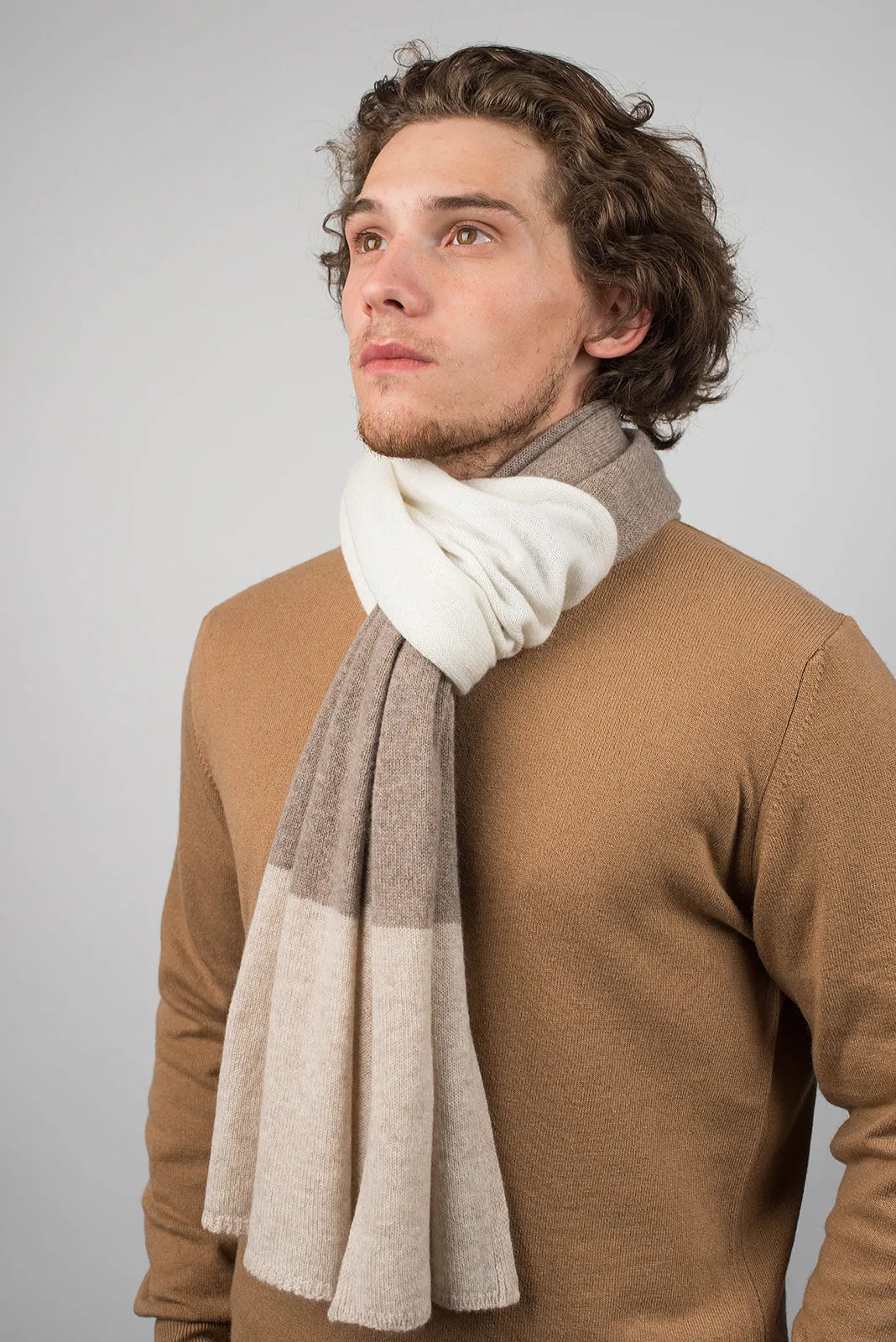 Sciarpa righe 3 colori 100% Cashmere