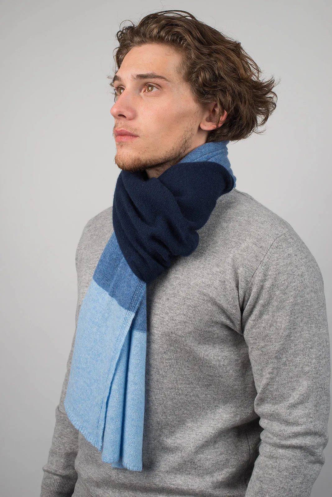 Sciarpa righe 3 colori 100% Cashmere