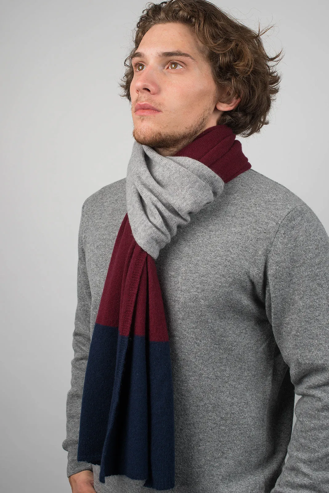 Sciarpa righe 3 colori 100% Cashmere