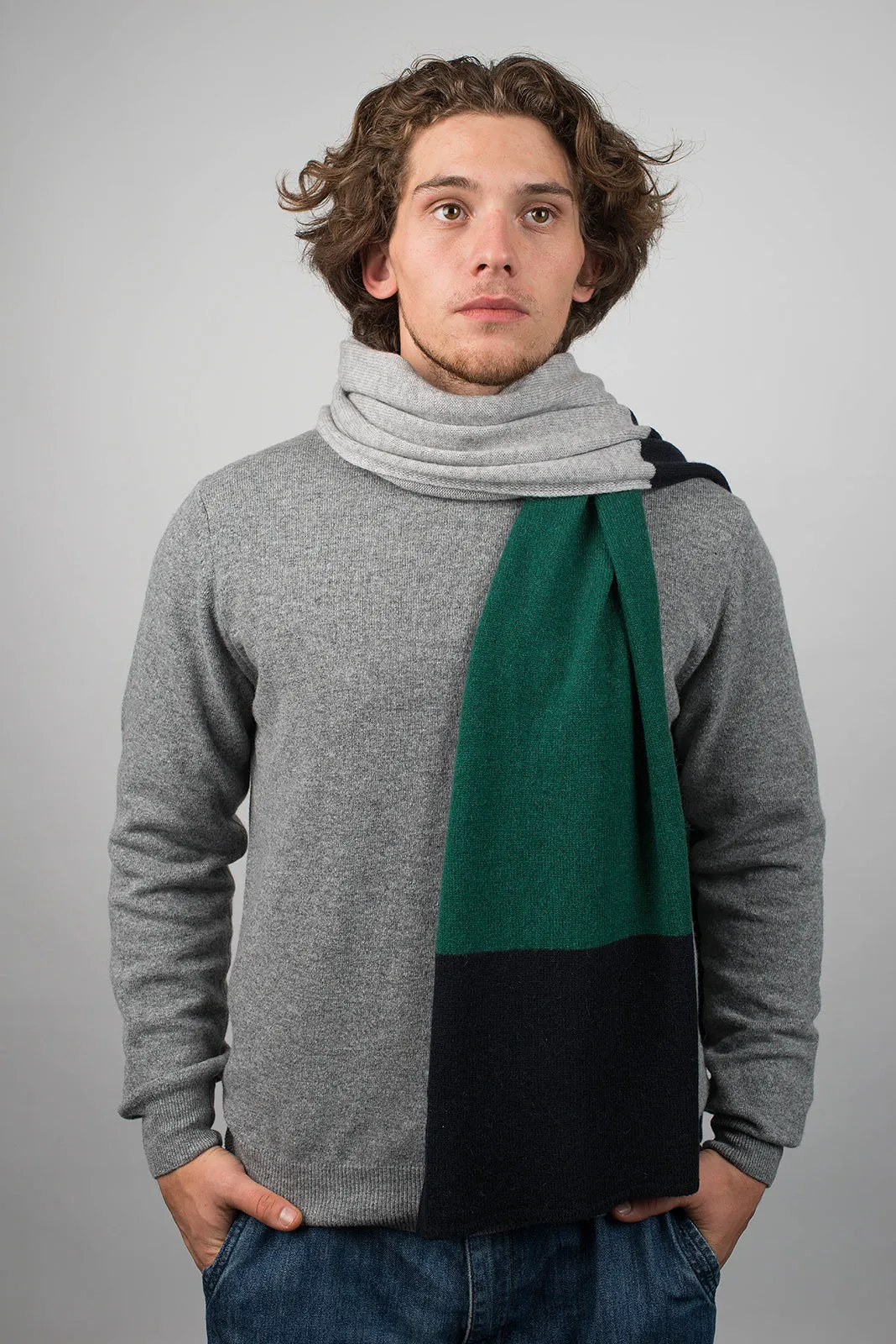 Sciarpa righe 3 colori 100% Cashmere