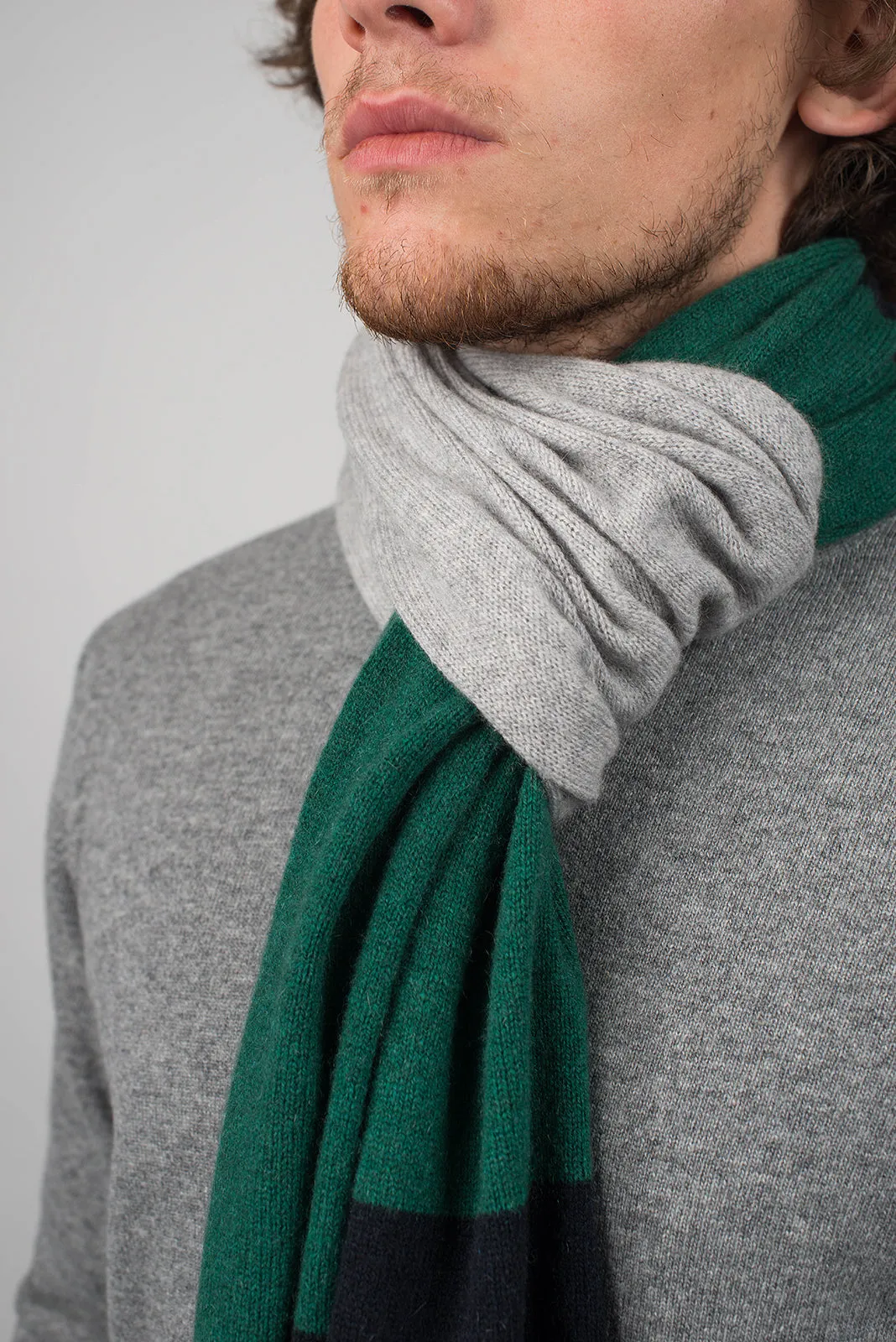 Sciarpa righe 3 colori 100% Cashmere