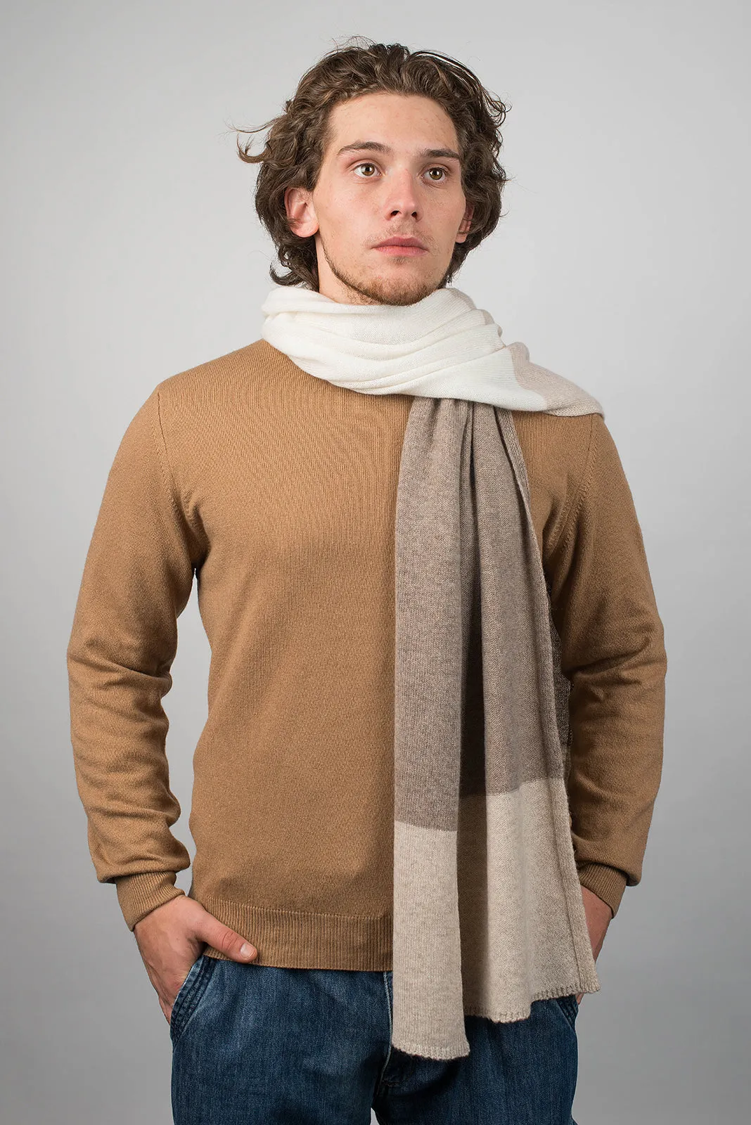 Sciarpa righe 3 colori 100% Cashmere