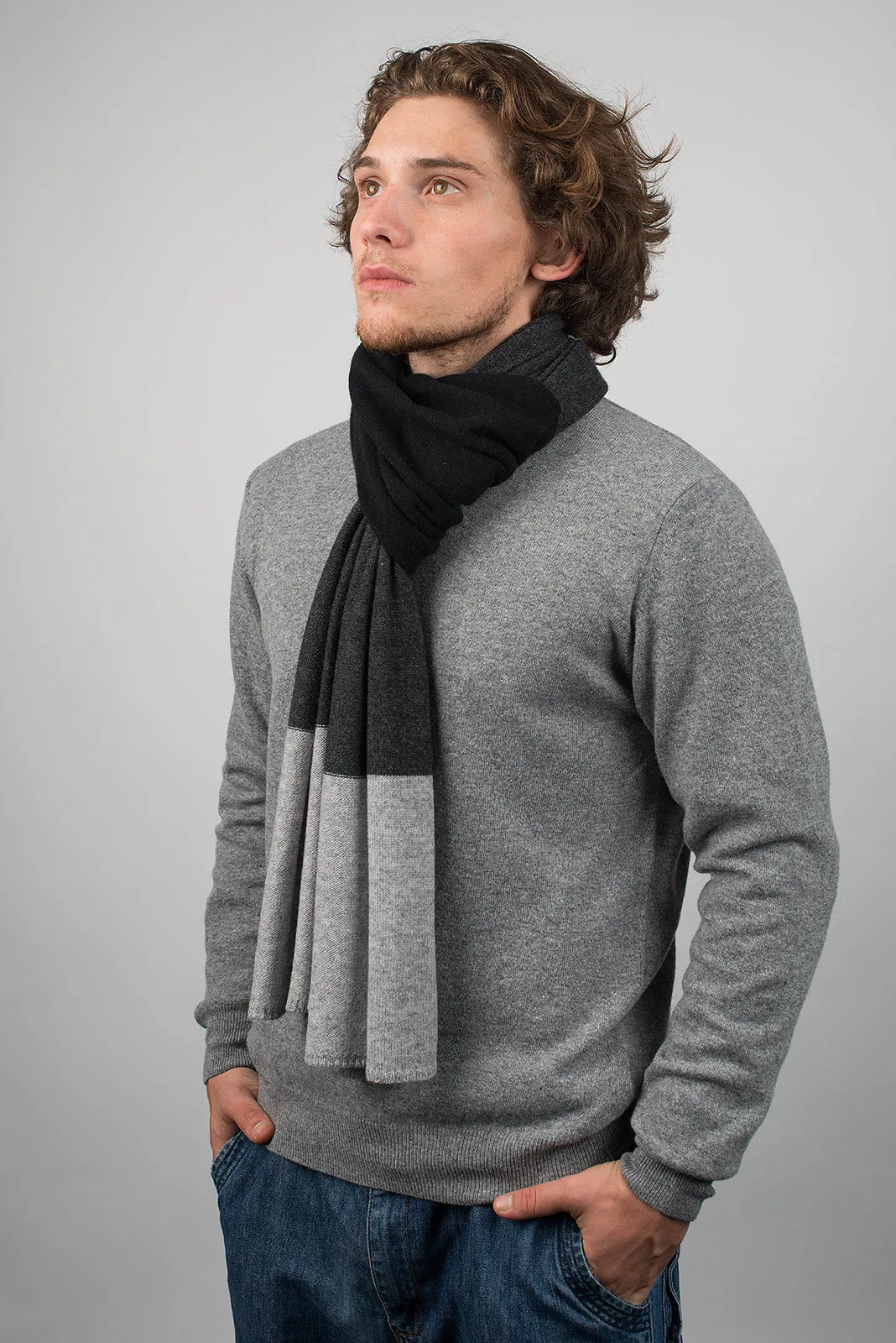Sciarpa righe 3 colori 100% Cashmere