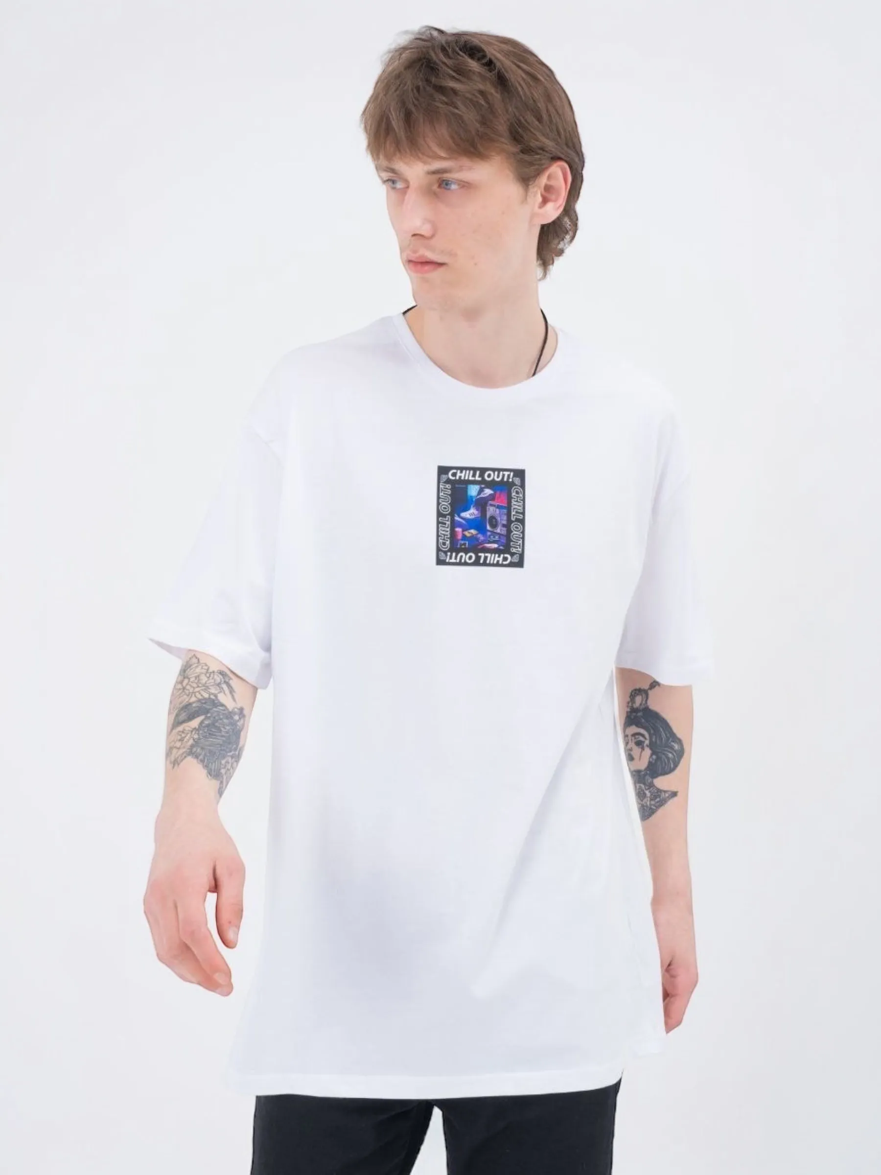 Two Bucks oversized printed t-shirt i hvid